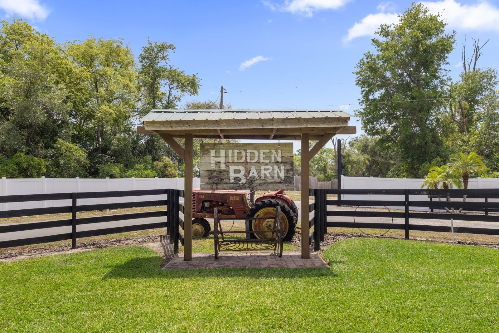 hidden barn front entrance sign
