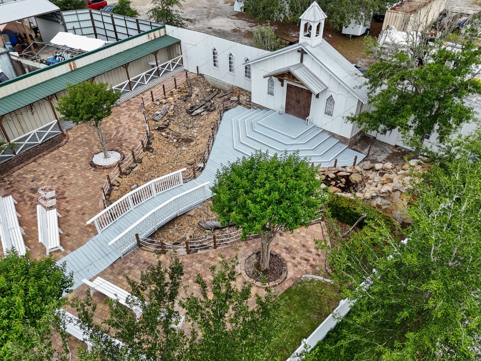 hidden barn chapel from above