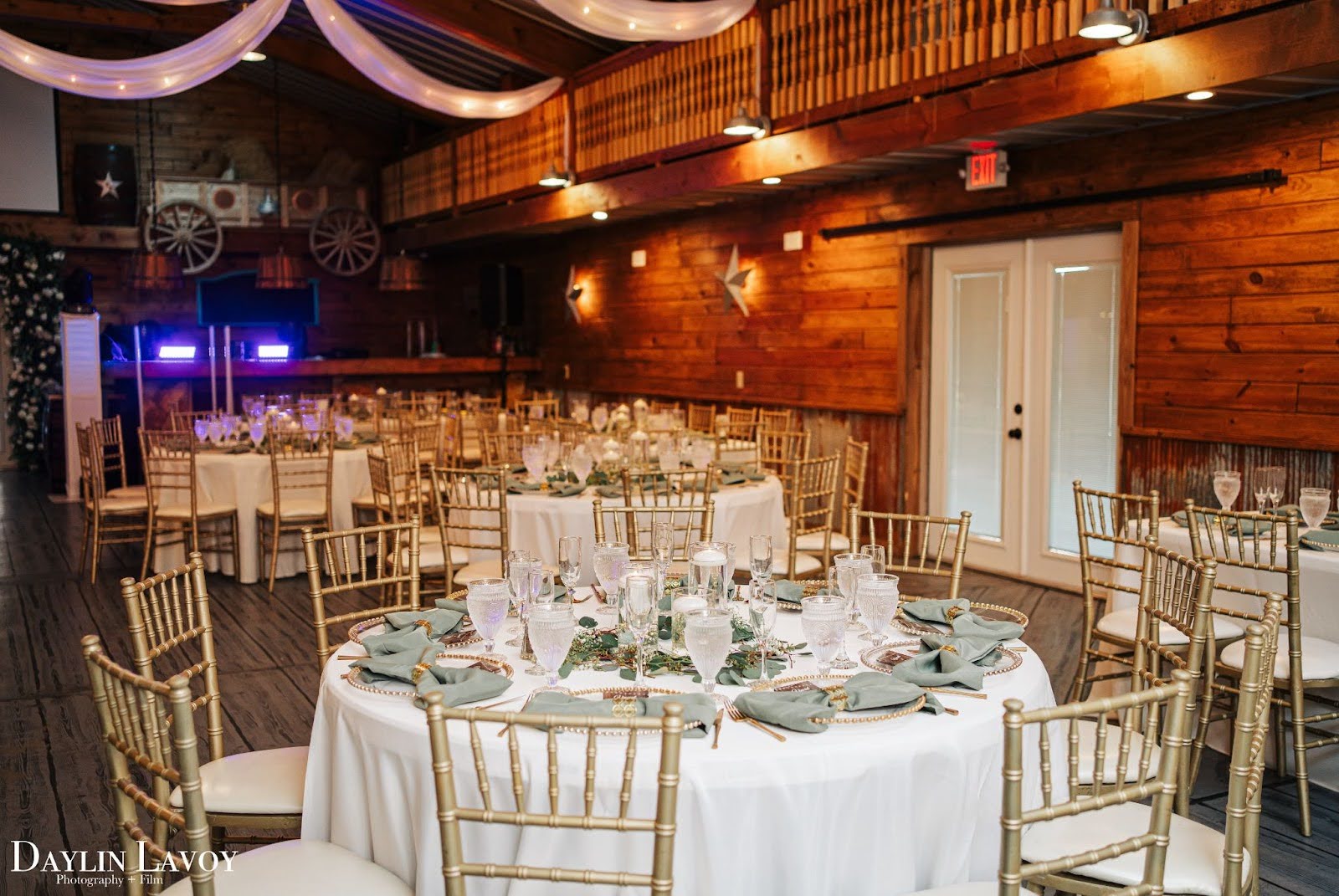 wedding ceremony area in barn at hidden barn venue