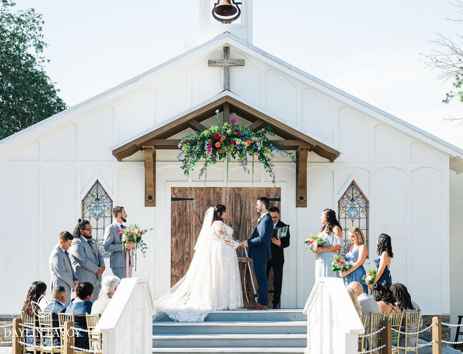 beautiful wedding ceremony photo at church at hidden barn venue